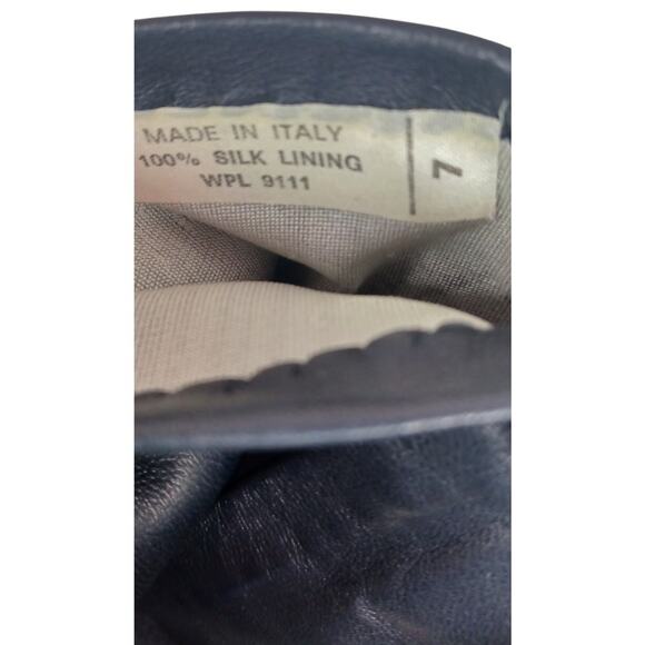 Vintage Made in Italy Dark Blue Leather Gloves with 100% Silk Lining, Size 7 - Picture 9 of 9